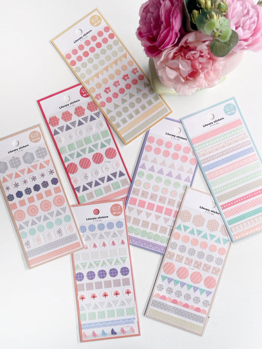 Pastel Geometric Literary Stickers | Set of 8