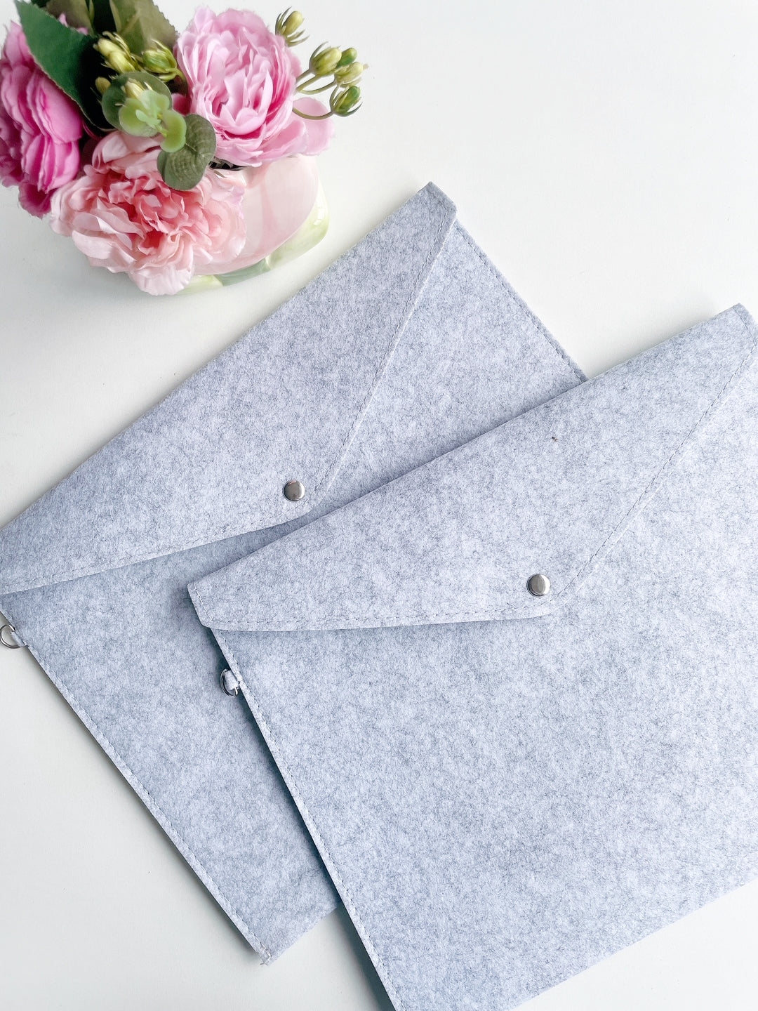 Minimal Felt Document Folder Set of 2 – Light Grey A4 Size