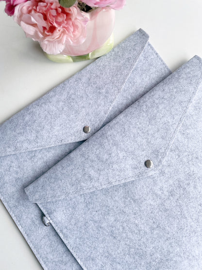 Minimal Felt Document Folder Set of 2 – Light Grey A4 Size