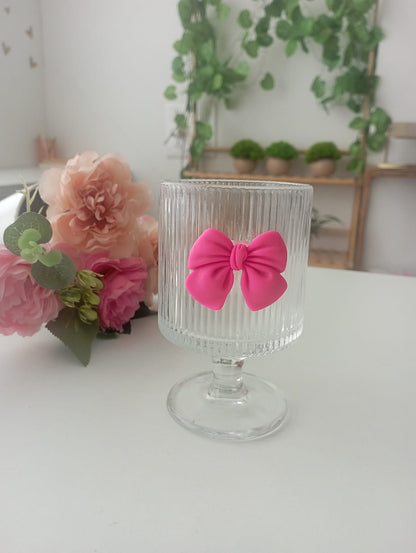Chic Bowknot clear ribbed glass