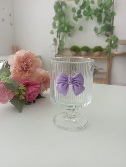 Chic Bowknot clear ribbed glass
