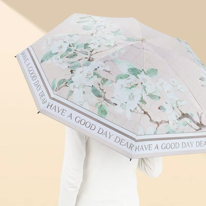 Whispering Flowers Manual 3 fold Umbrella | For rains and sunny day | UV Protection