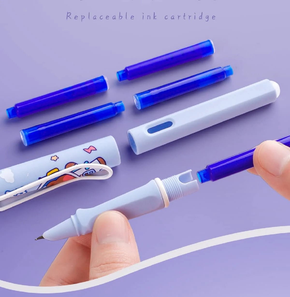 Adorable Erasable Fountain & Roller ball Pen Set, 2pcs 0.38mm | Blue Ink - Supple Room