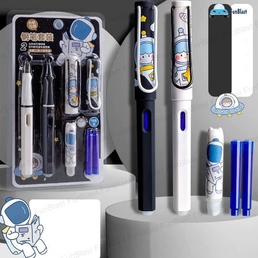 Adorable Erasable Fountain & Roller ball Pen Set, 2pcs 0.38mm | Blue Ink - Supple Room