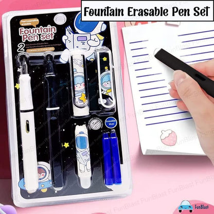 Adorable Erasable Fountain & Roller ball Pen Set, 2pcs 0.38mm | Blue Ink - Supple Room