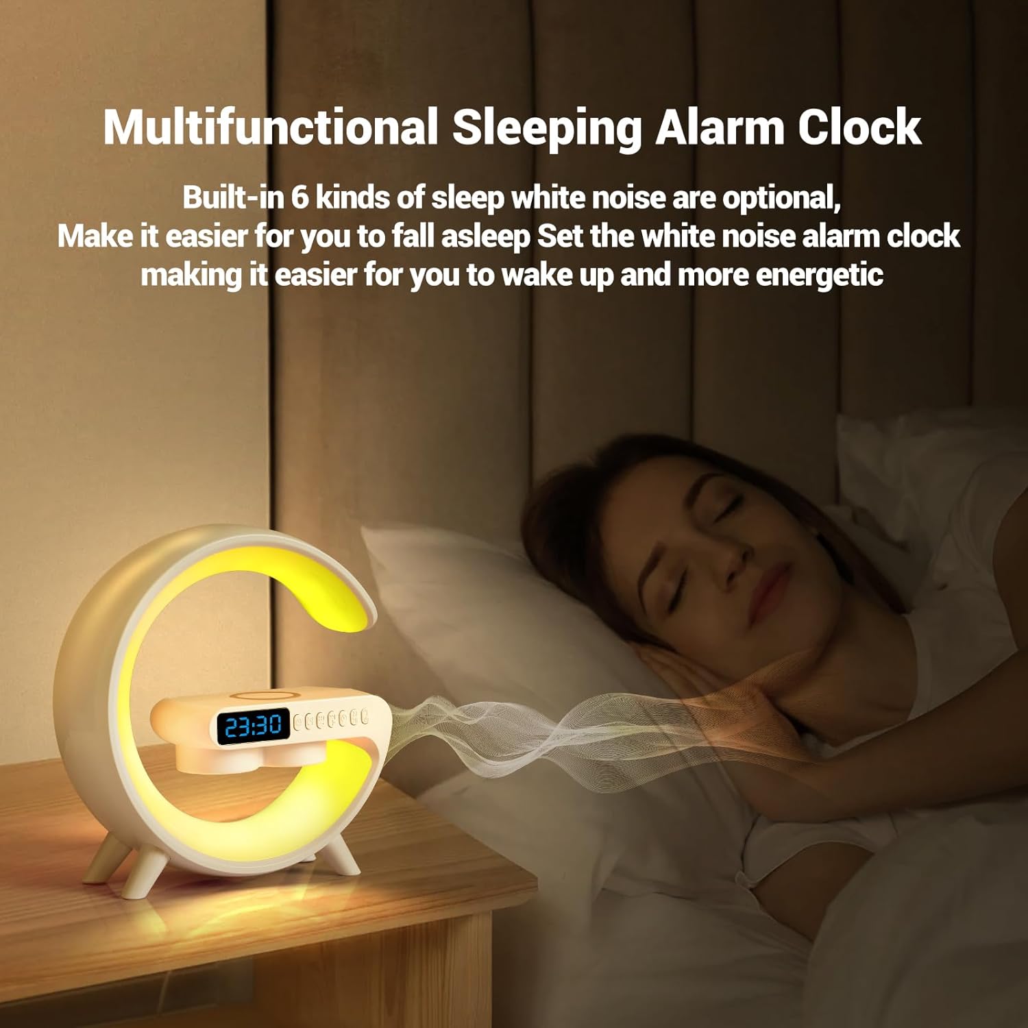 Aura Charge Wireless Charging Atmospheric Lamp with Bluetooth Speaker Alarm Clock Night Light 15W Wireless Charger Speaker - Supple Room