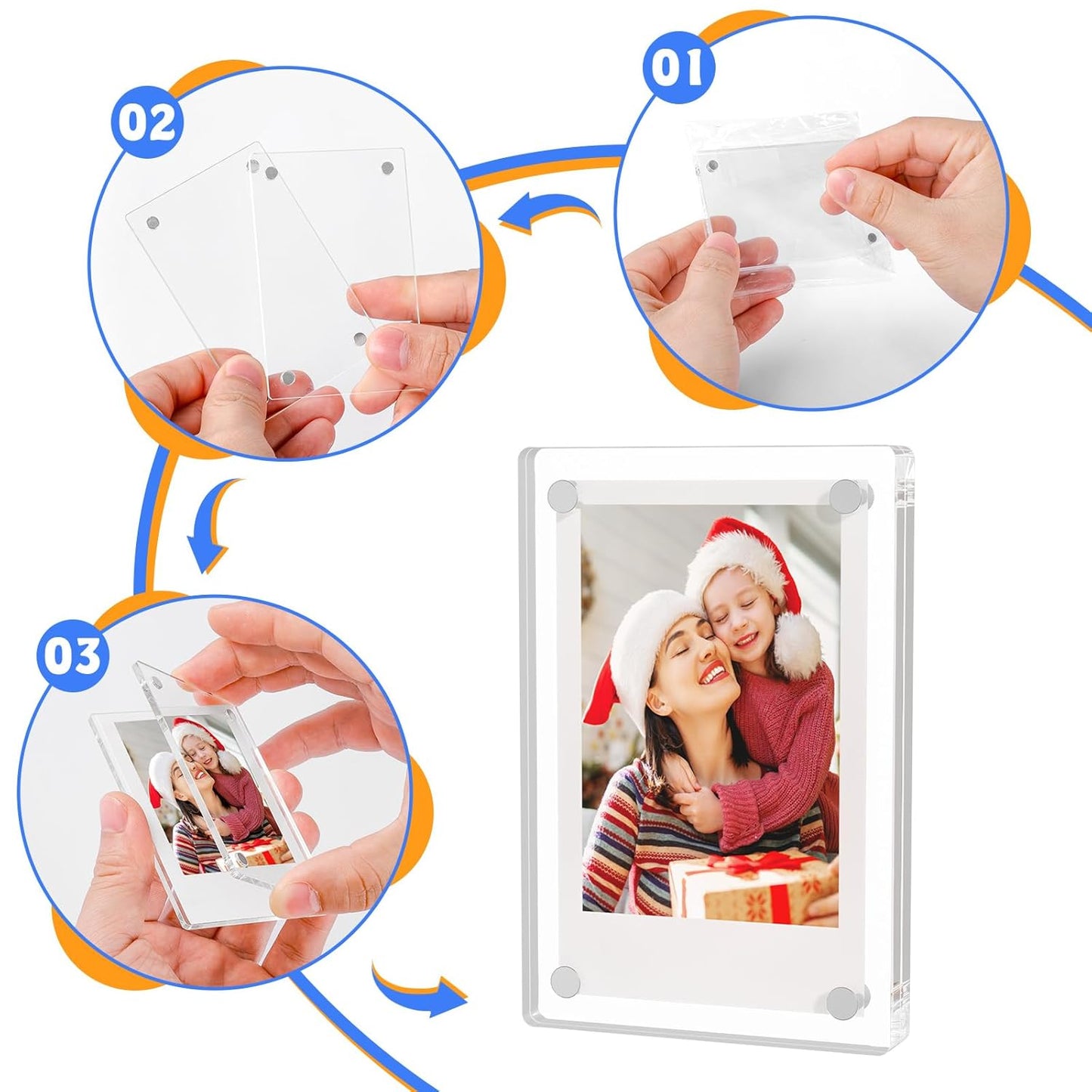 Beautiful memories Frameless Magnetic reuseable acrylic photo frame for refrigerator or metallic surfaces - Supple Room