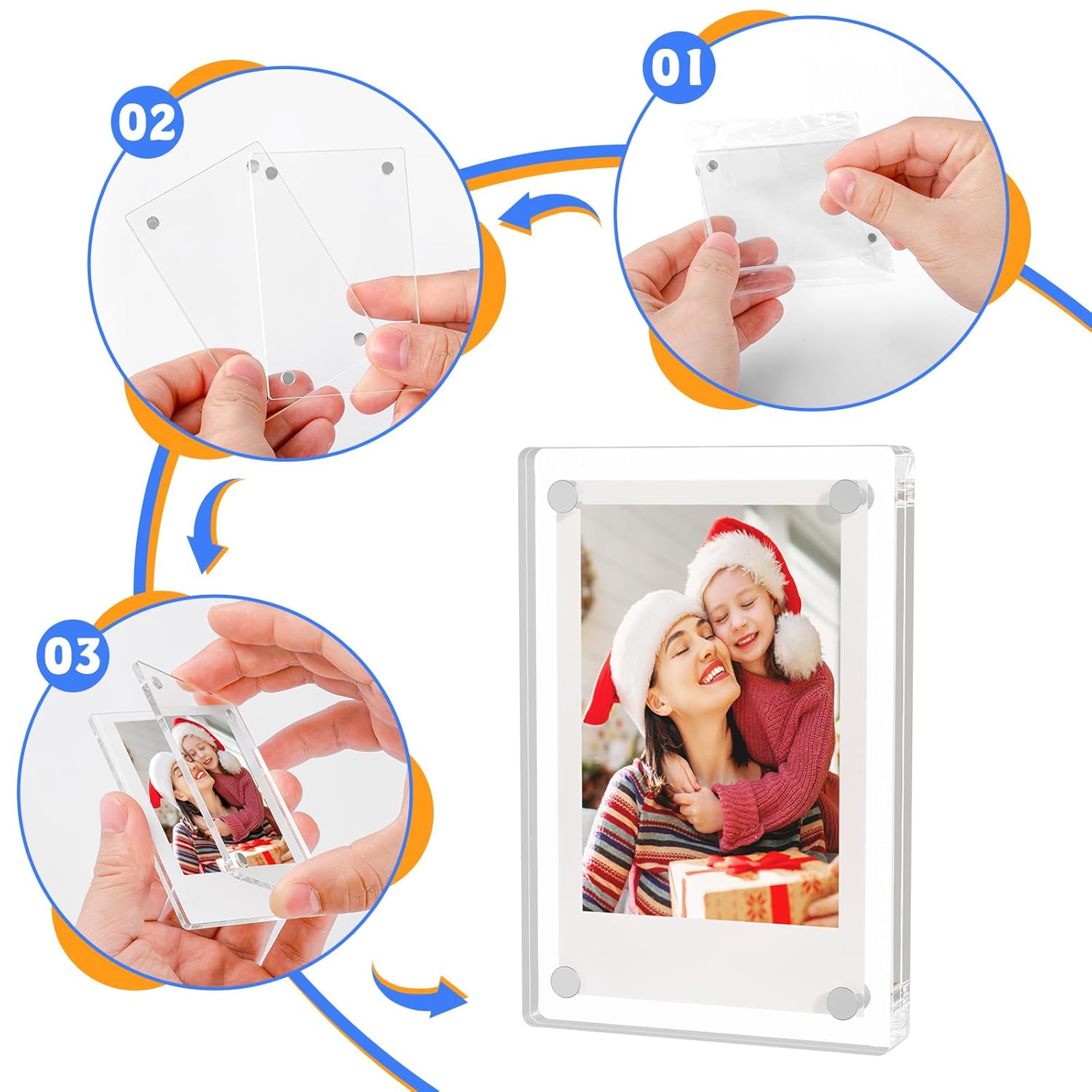 Beautiful memories Frameless Magnetic reuseable acrylic photo frame for refrigerator or metallic surfaces - Supple Room