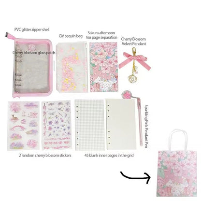 Cherry Blossom A5 PVC cover 6 ring binder notebook refillable loose leaf Journal Kit - Supple Room