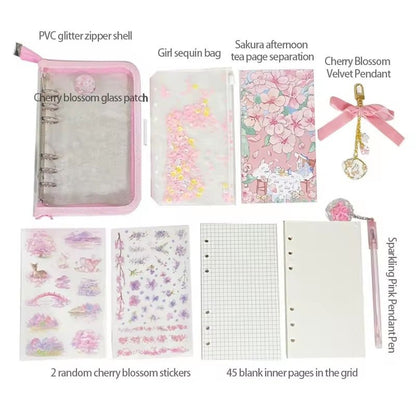 Cherry Blossom A5 PVC cover 6 ring binder notebook refillable loose leaf Journal Kit - Supple Room