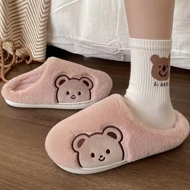 Cute Bear Plushie Slippers | Available in 2 Colours - Supple Room