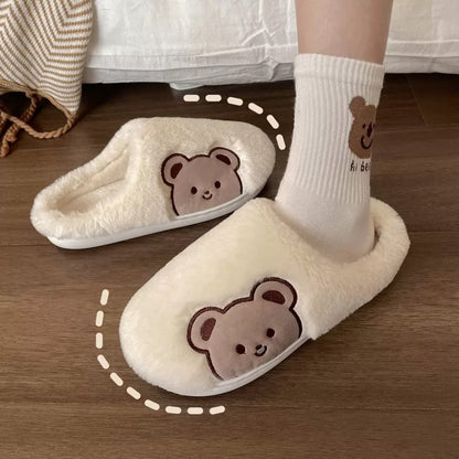 Cute Bear Plushie Slippers | Available in 2 Colours - Supple Room