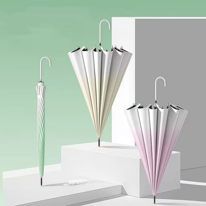 Fresh Gradient Semi Automatic Long Umbrella | UV & Rain Protection