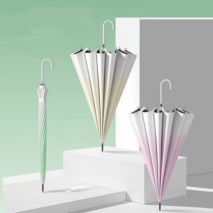 Fresh Gradient Semi Automatic Long Umbrella | UV & Rain Protection