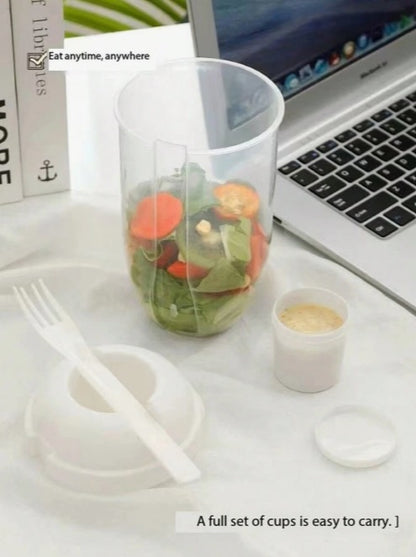 Grab & Go Fresh Salad Cup with Fork & Salad Dressing Holder