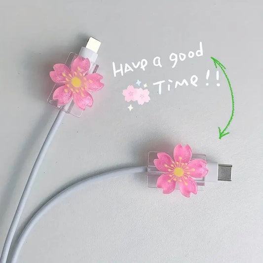 Delicate Cherry Blossom Cable Protector head for Type C cable & iPhone cable - Supple Room
