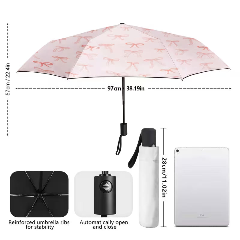 Blush Bows Umbrella | Automatic | UV & Rain Protection