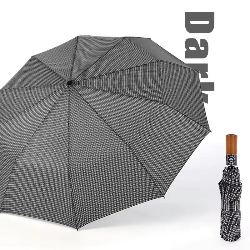 Gingham Elegance Automatic Umbrella | Rain & UV Protection - Supple Room