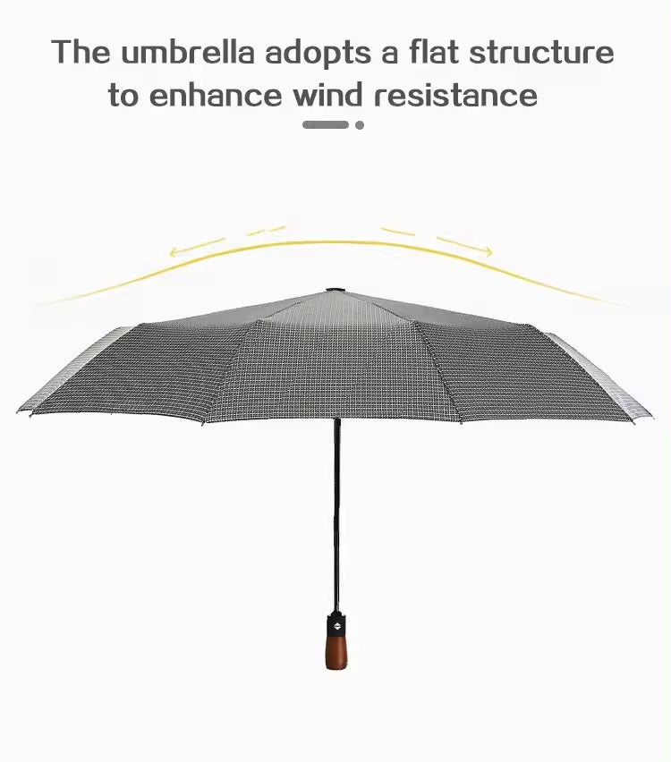 Gingham Elegance Automatic Umbrella | Rain & UV Protection - Supple Room