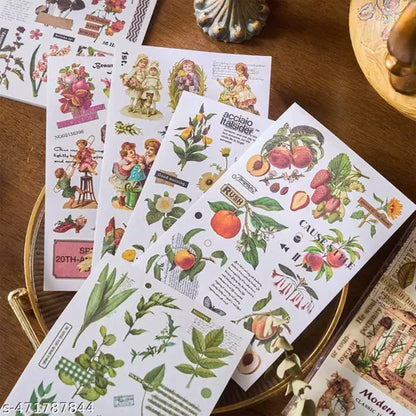 Timeless Whimsy: Vintage Illustrated Journaling Sticker Book with 20 sheets