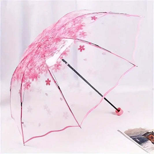 Japanese Sakura tri fold manual transparent umbrella - Supple Room