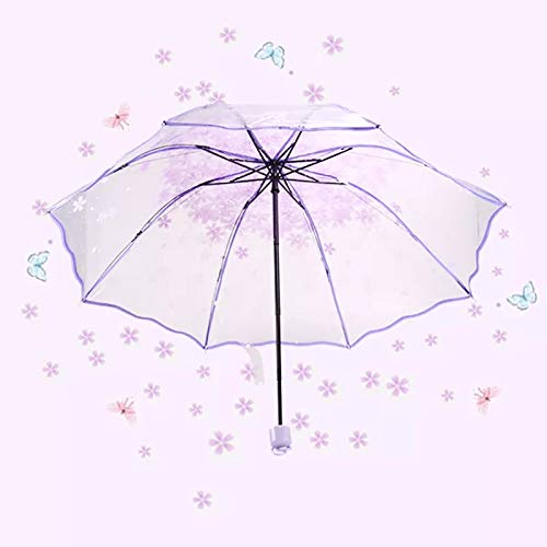 Japanese Sakura tri fold manual transparent umbrella - Supple Room