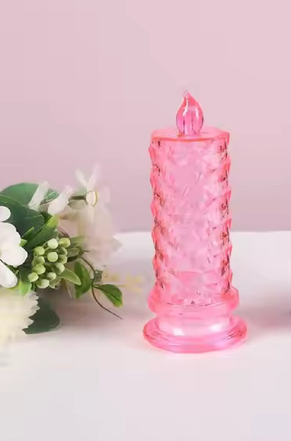 Crystal Reflective LED Pillar Candle for Diwali