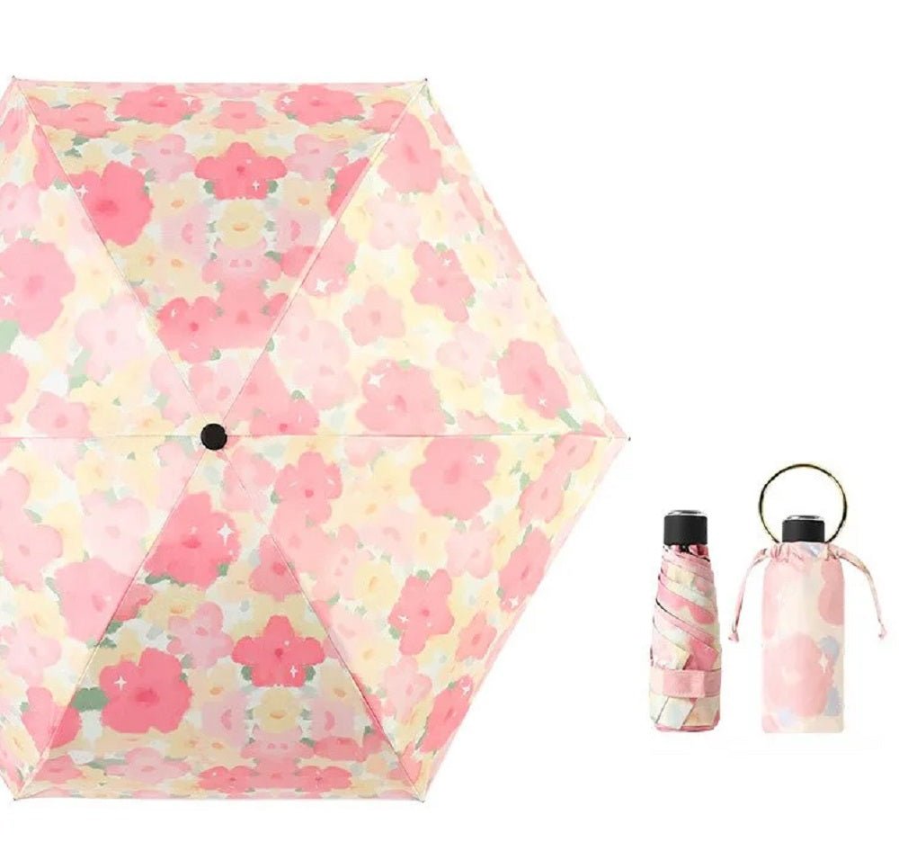 Luxury Flora Fend folding manual Umbrella and gold Cuff Pouch | For Sun and rains | UV protection - Supple Room