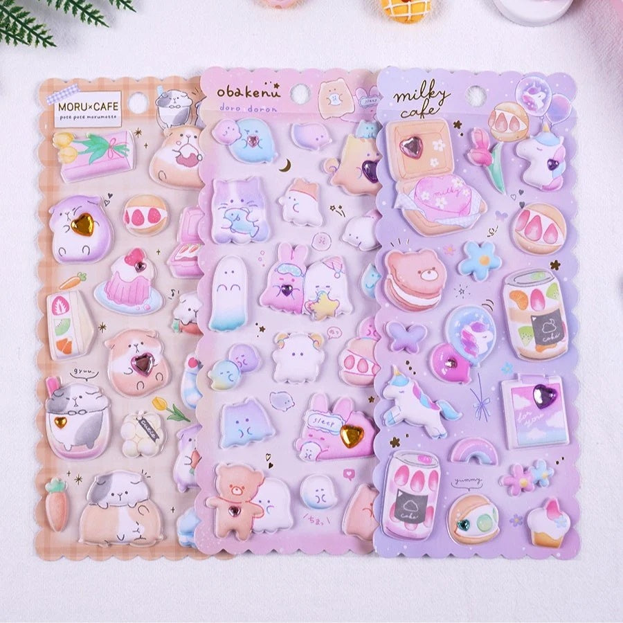 Kawaii Puffer Gems Sticker Set for Notebook Stationary