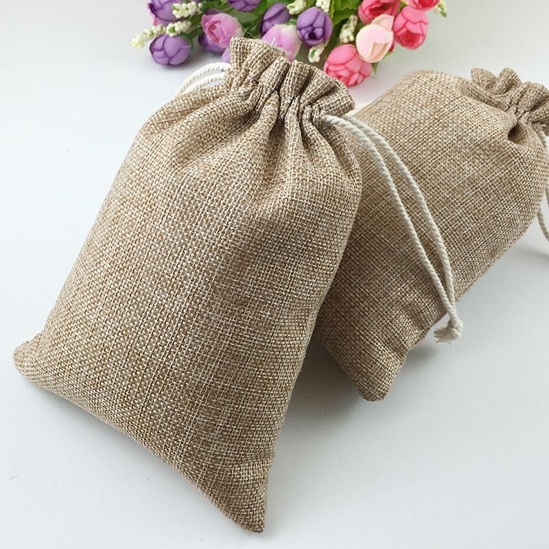Natural jute drawstring pouch for packaging | Set of 10 pcs - Supple Room