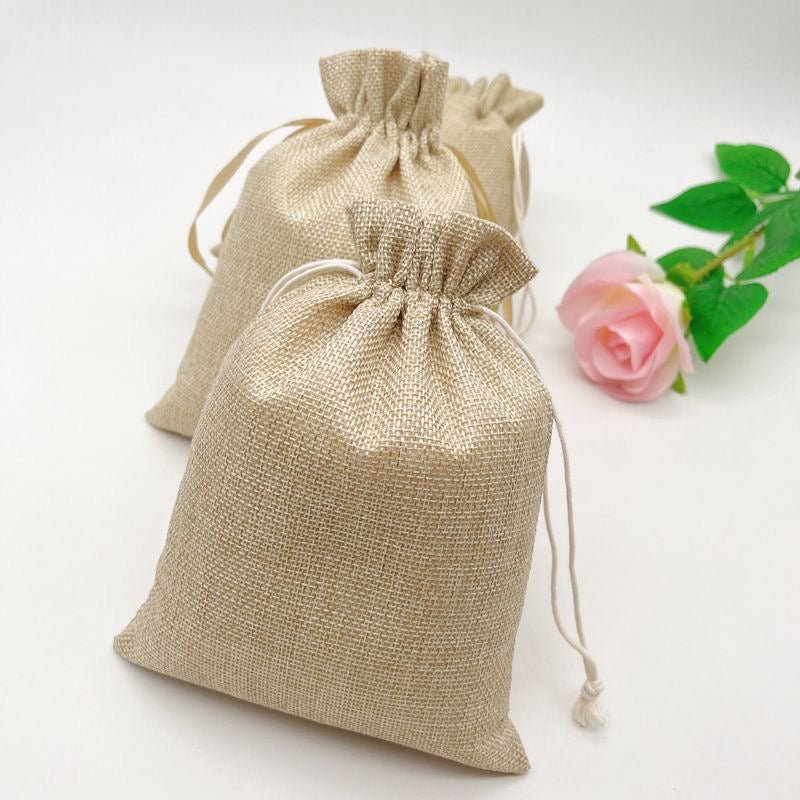 Jacket Packaging Drawstring Natural jute drawstring pouch for packaging | Set of 10 pcs – Supple Room