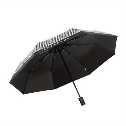 Pink Houndstooth Automatic Umbrella - Supple Room