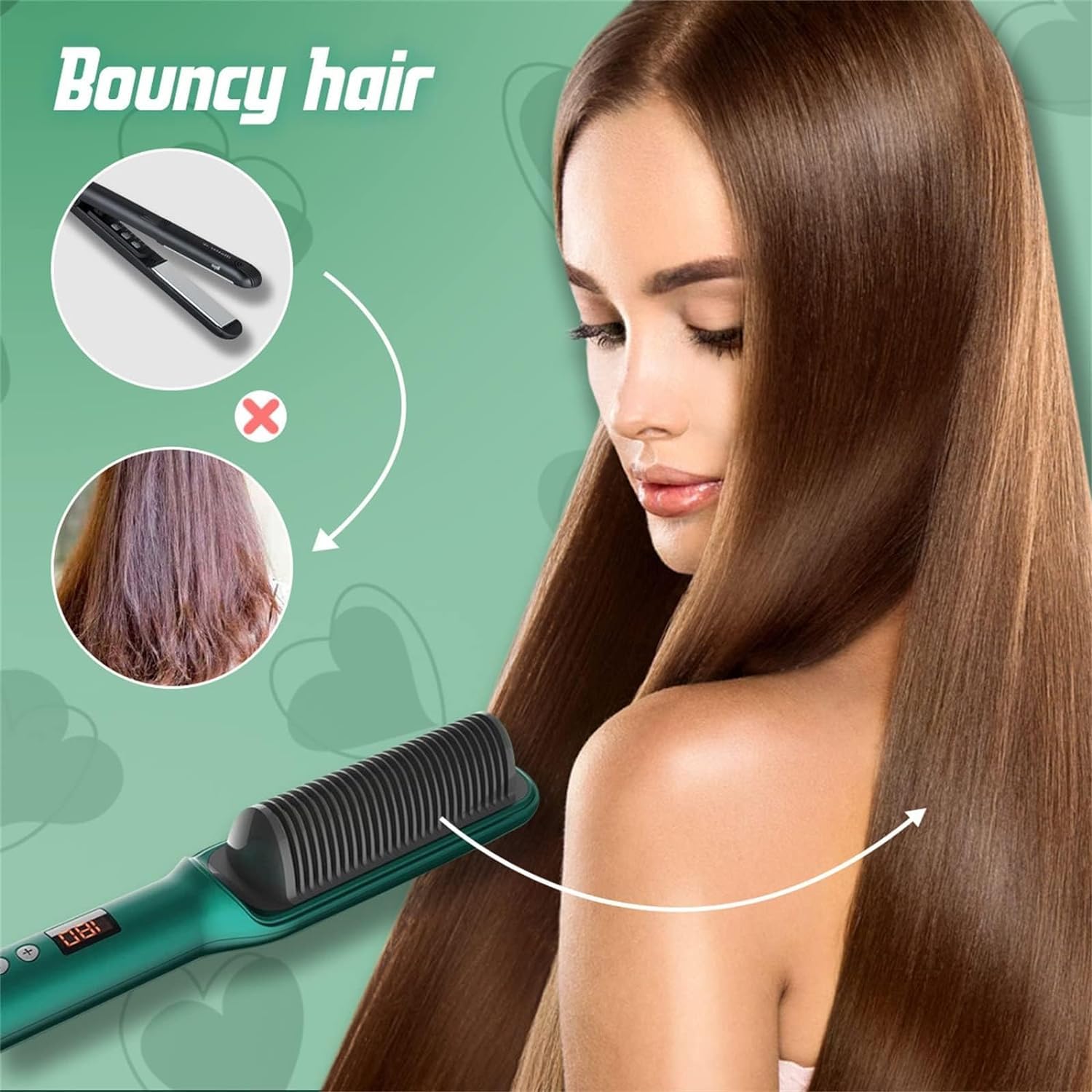 Portable Hair Straightener and Dryer Comb | Green - Supple Room