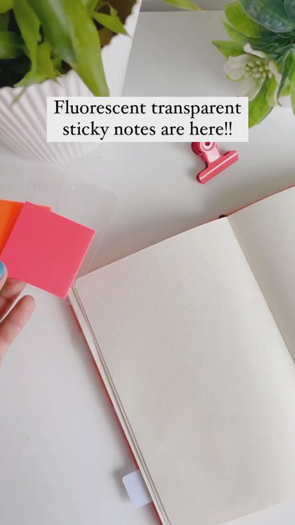 Fluorescent Viral Transparent Sticky Notes | Waterproof | 5x5 cm