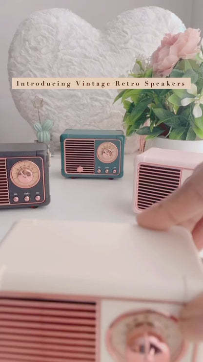 Aesthetic Mini Retro Wireless Bluetooth Speaker with Rose gold detailing