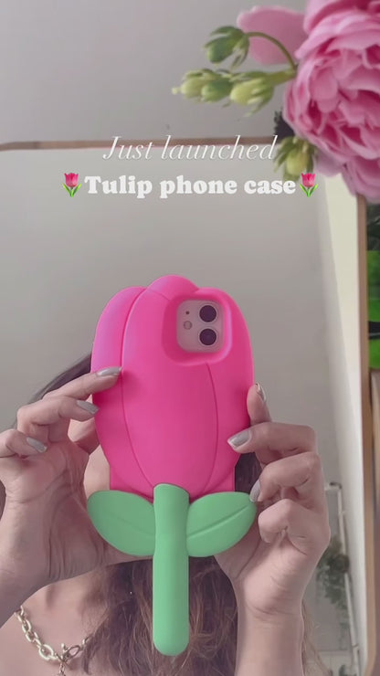 3D Tulip Bloom Phone Case for iPhone 12 to 15 Pro Max