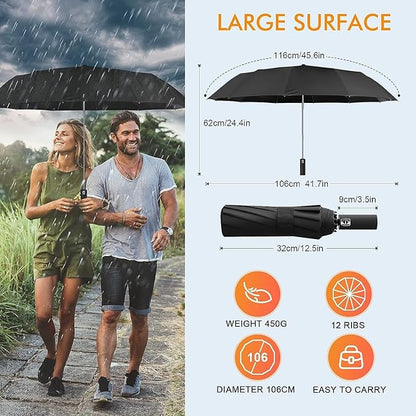 Solid Shade Automatic windproof umbrella with pouch | For Rains & sunny day | UV protection - Supple Room