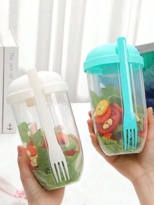 Grab & Go Fresh Salad Cup with Fork & Salad Dressing Holder