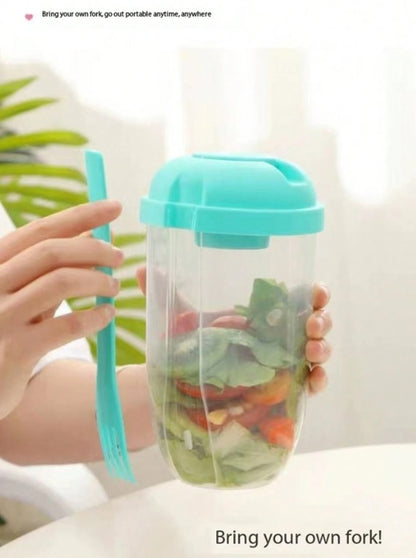 Grab & Go Fresh Salad Cup with Fork & Salad Dressing Holder