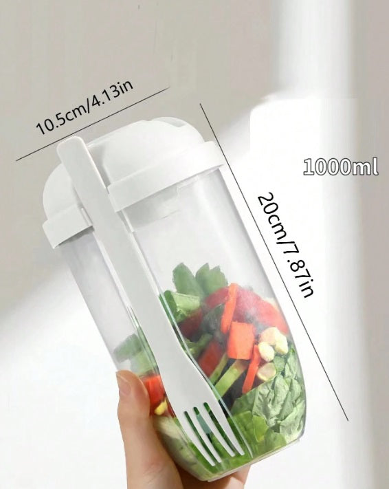 Grab & Go Fresh Salad Cup with Fork & Salad Dressing Holder