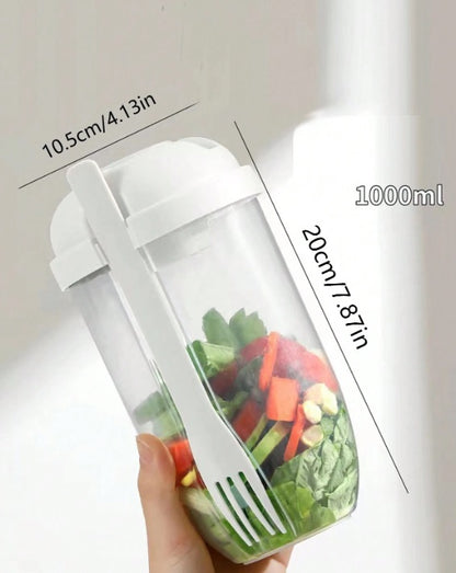 Grab & Go Fresh Salad Cup with Fork & Salad Dressing Holder