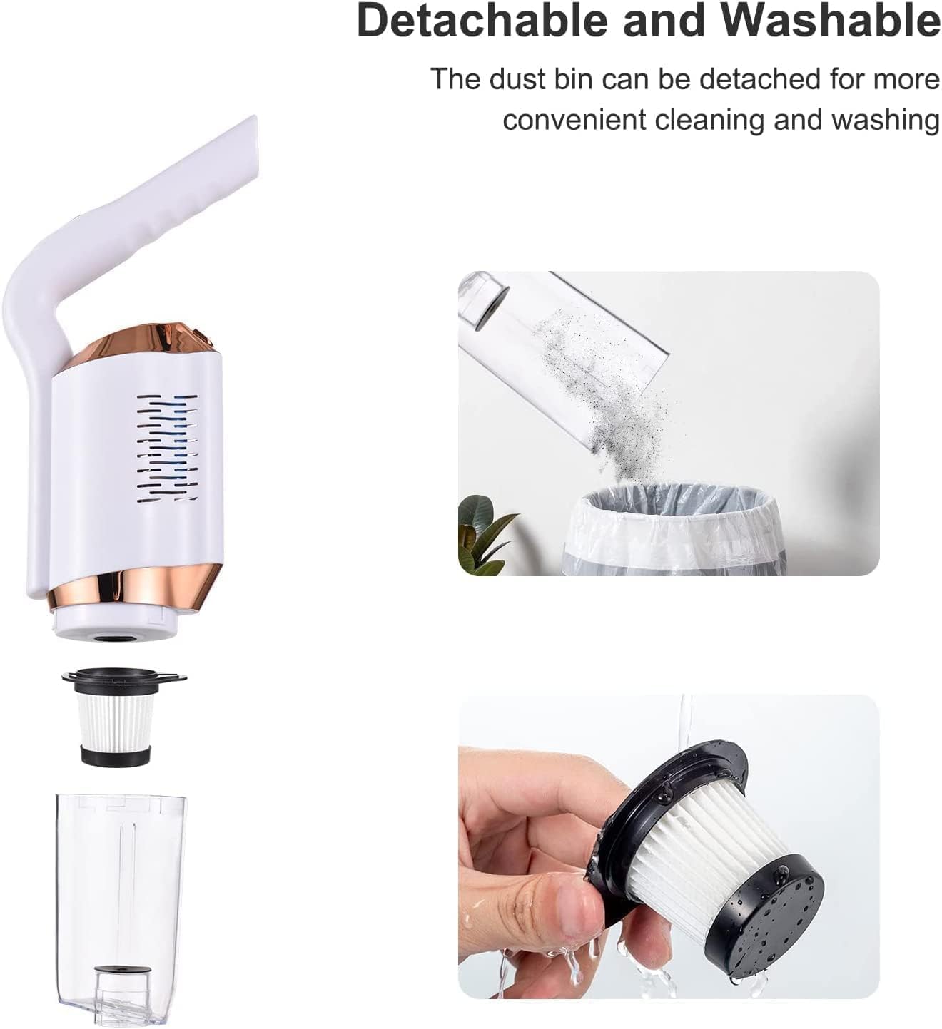 Stylish Cordless Vacuum Cleaner | White & Rose gold detailing - Supple Room