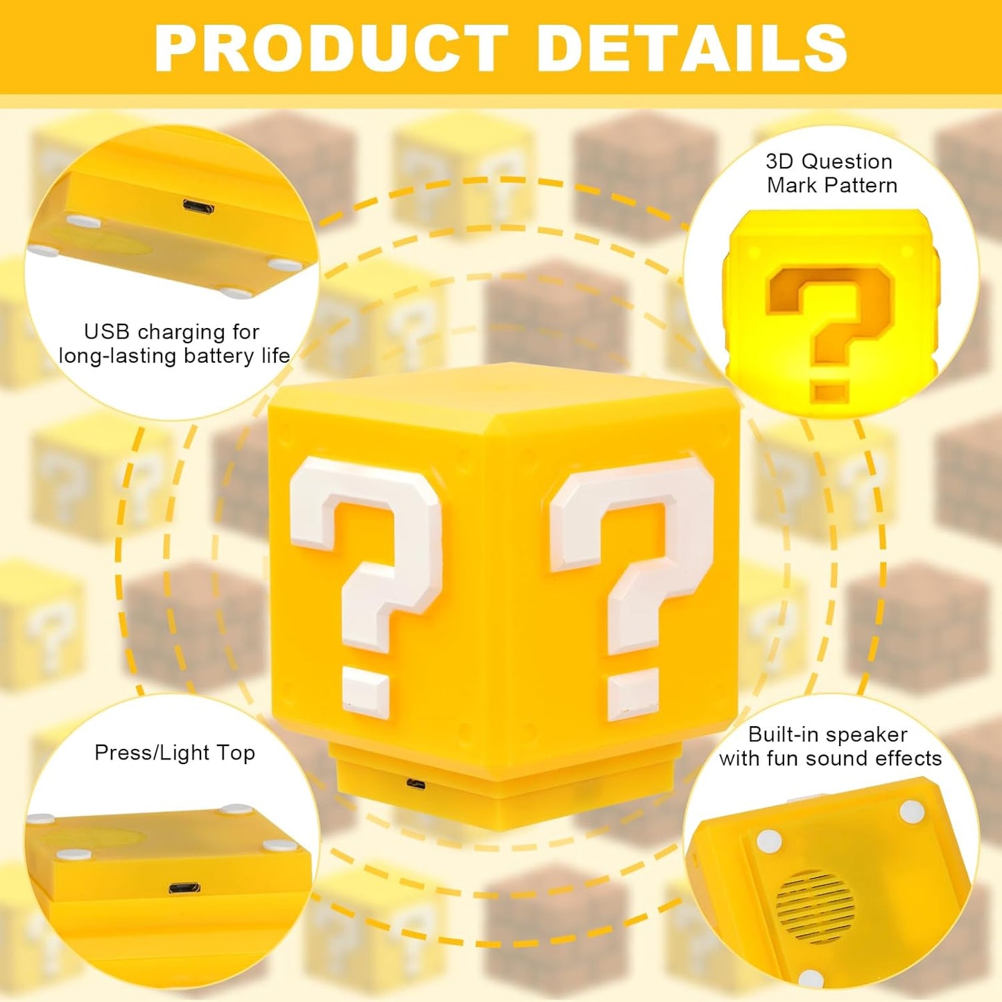 Super Mario 3D question mark lamp | Touch Switch Control, USB Rechargeable - Supple Room