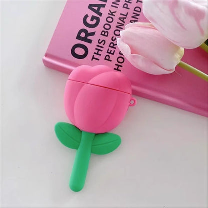 Vibrant Pink 3D Tulip Flower premium Apple Airpods Pro Case - Supple Room