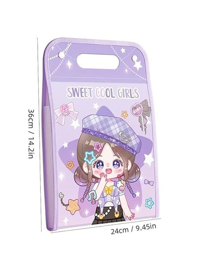 Dreamy Doll Theme 13 Pocket Expanding File Folder with Button Lock | A4 Size