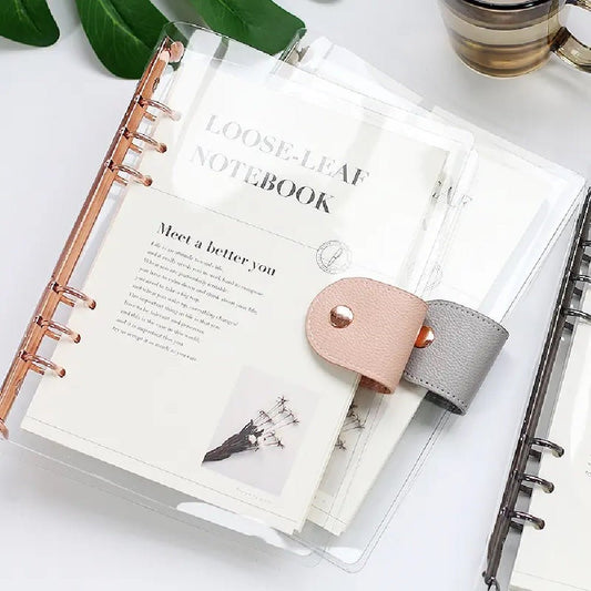 A5 Transparent PVC cover 6 ring binder notebook refillable loose leaf journal notebook | 140 ruled pages - Supple Room