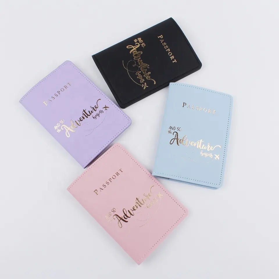 Adventure Begins - Aesthetic Pastel PU leather Passport cover holder cum card holder | Available in 4 colors - Supple Room