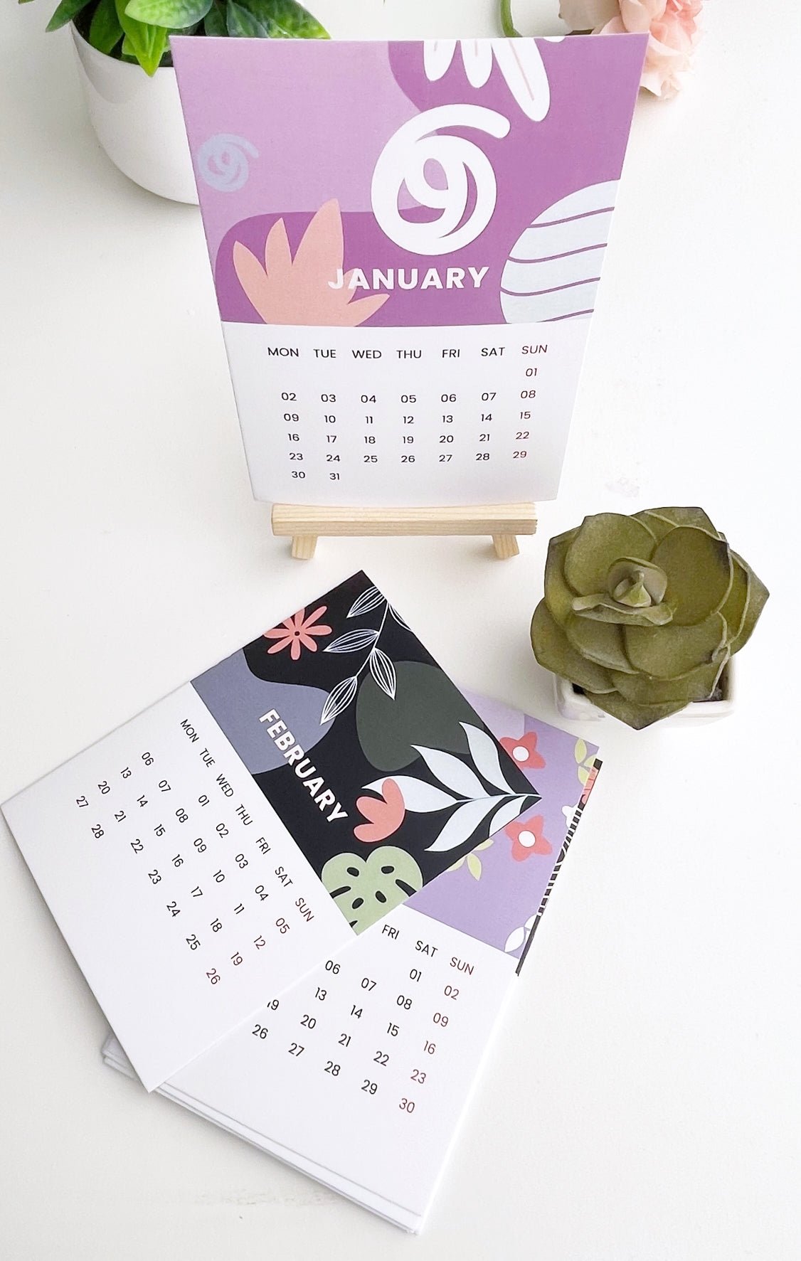 Artful Agenda 2024 Calendar Cards with Easel Stand | A6 Size | 4.1 x 5 ...