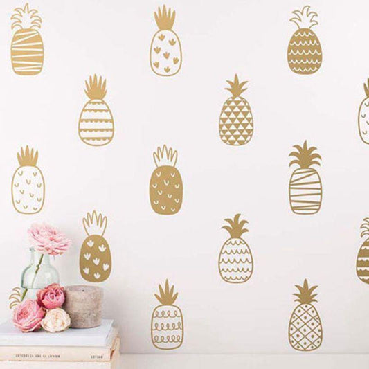 Assorted Pineapple Gold Wall Decal | 20 Pcs | Self Adhesive - Supple Room