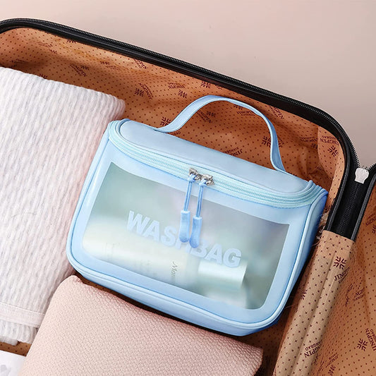 Baby blue high capacity cosmetic travel toiletry organiser bag - Supple Room